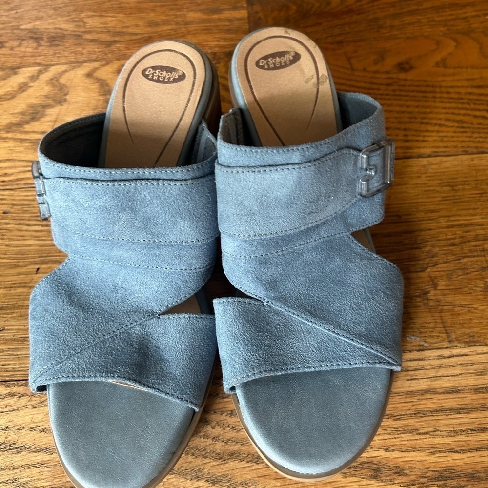 Dr Scholls shoes spellbound sandal heel blue size 8 slip on - Picture 2 of 11